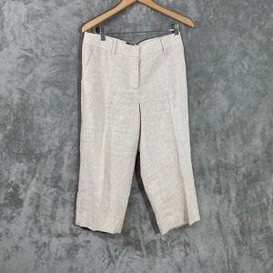 Talbots Petites linen Wide Leg Career crop dress Pants Women's Size 6P Tan EUC
